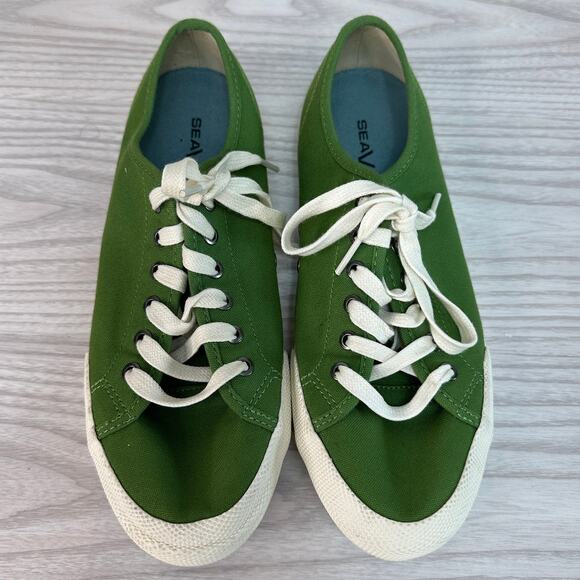 Seavees Shoes WMNS 8 Monterey Sneaker Cactus Green Lace Up Low Up Flat Canvas - Picture 9 of 9